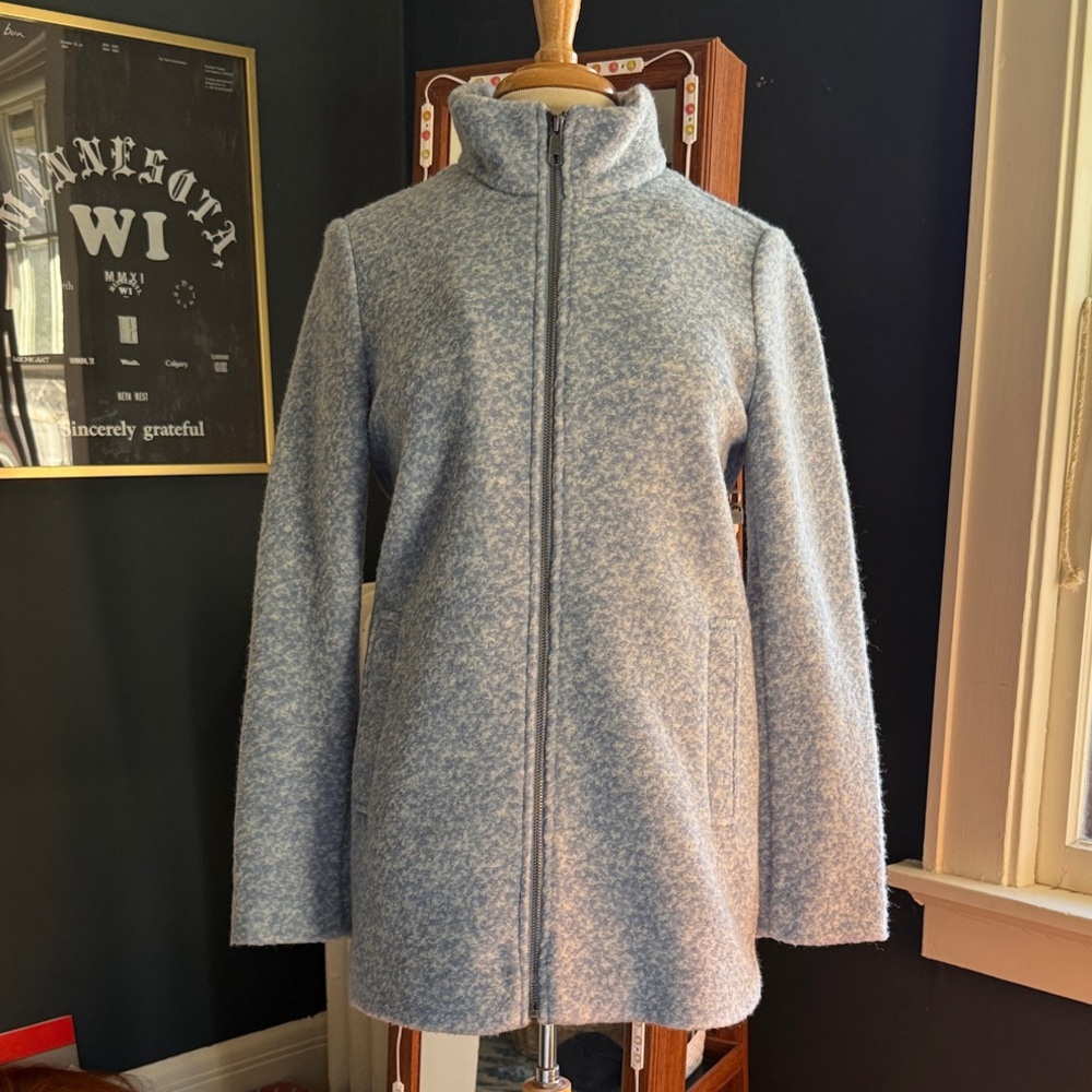 Banana Republic Heathered Blue Wool Blend Coat